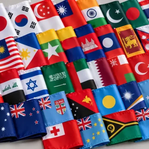 Asia & Oceanic region flags